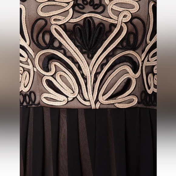 Sue Wong Demask Bateu Neckline Knee Length Black Cocktail Dress Sz 0 - Picture 4 of 10